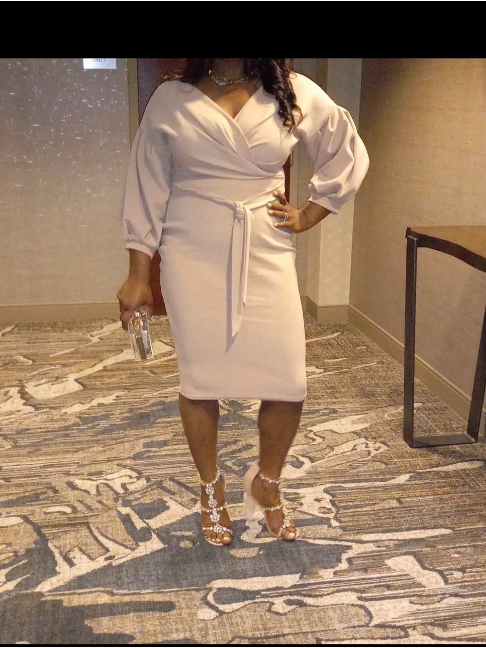 Elegant Blush Wrap-Front Sheath Dress